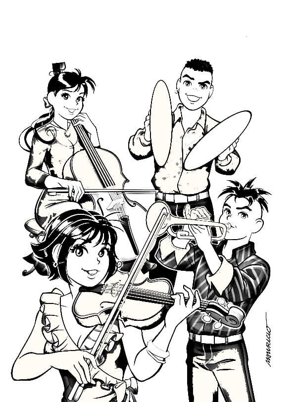 Desenho da Banda de Turma da Monica Jovem para Colorir