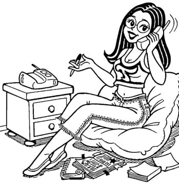 Desenho Mônica Jovem Falando Ao Telefone para Colorir