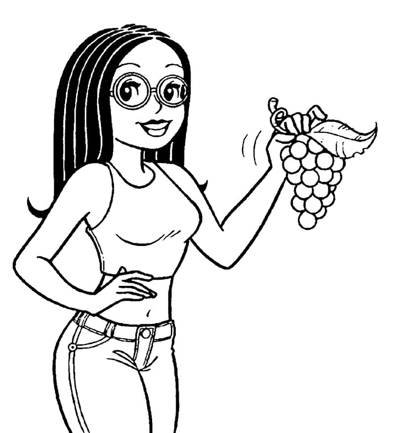 Desenho Turma da Monica Jovem com Cacho de Uva para Colorir