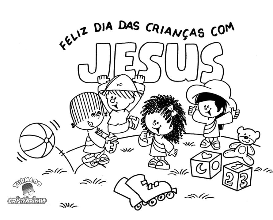 Desenho de Turma do Cristaozinho para Colorir com Tinta Guache Pdf