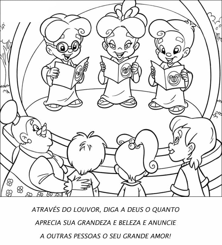 Desenho de Turminha Querubim para Colorir com Giz de Cera Download