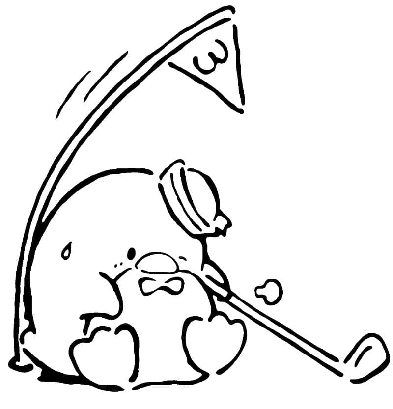 Desenho de Tuxedo Sam Jogá Golfe para Colorir