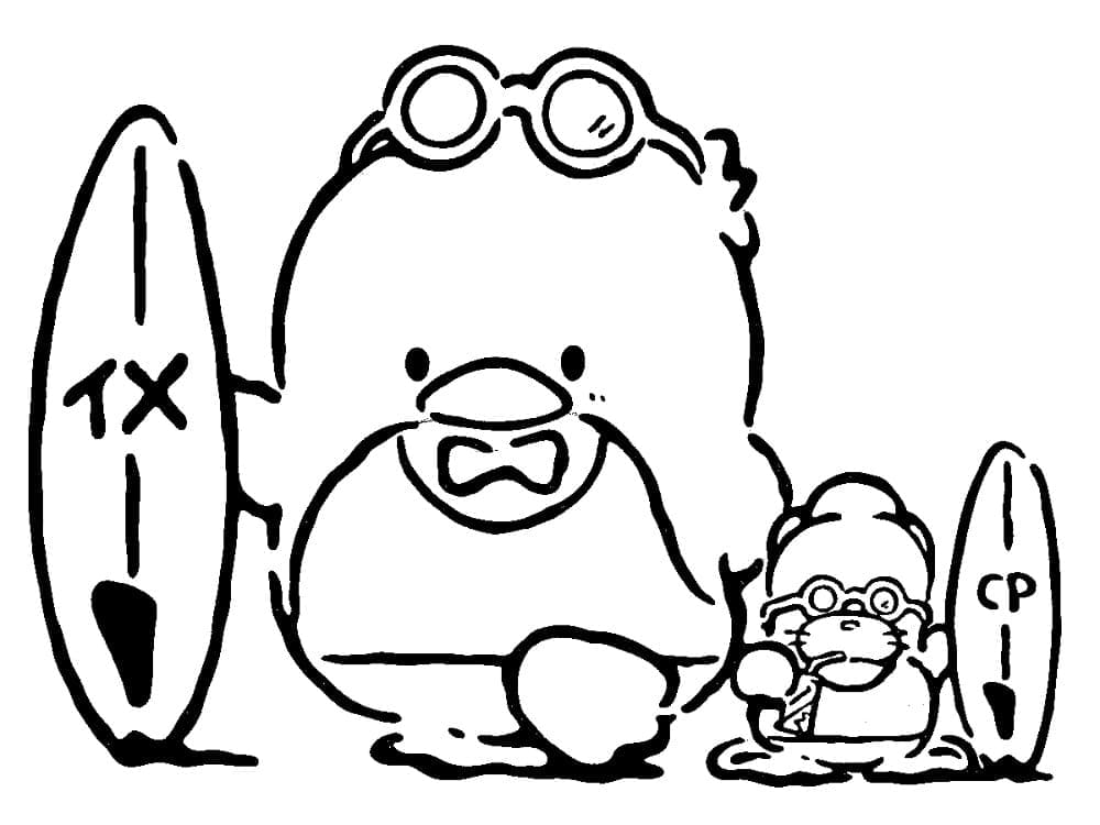 Desenho de Tuxedo Sam com Amigo para Colorir