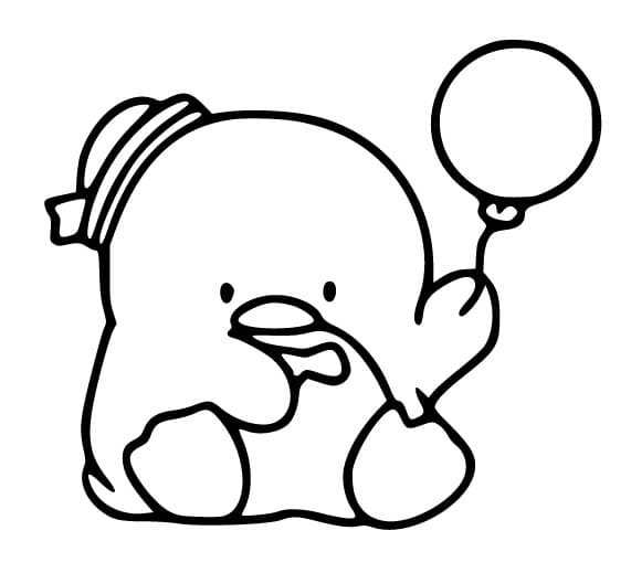 Desenho de Tuxedo Sam com Balão para Colorir