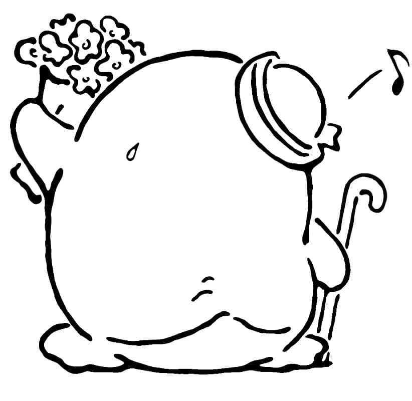 Desenho de Tuxedo Sam com Flores para Colorir