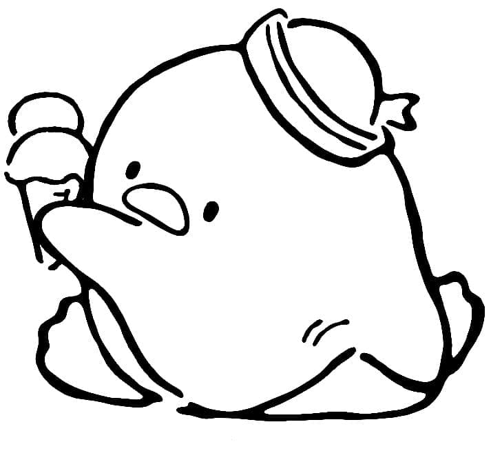 Desenho de Tuxedo Sam com Sorvete para Colorir