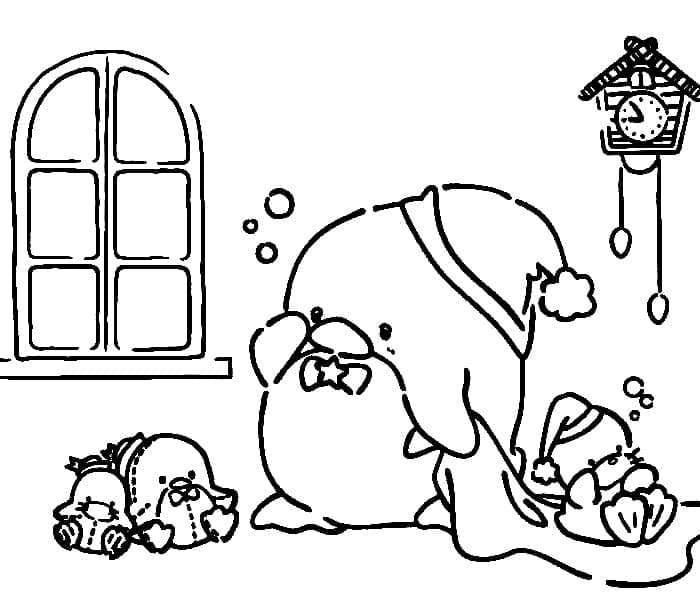 Desenho de Tuxedo Sam no Natal para Colorir