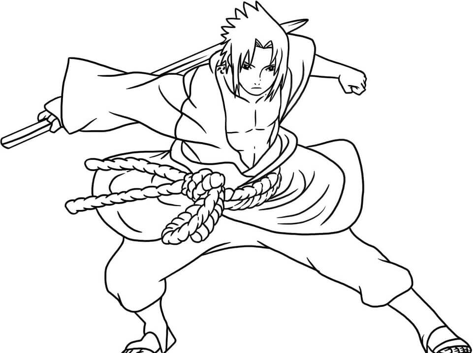 Desenho de Sasuke Grátis Pdf para Colorir