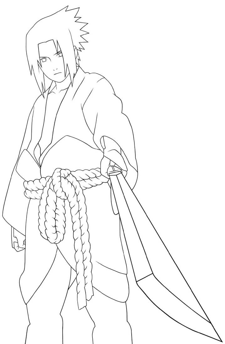 Desenho de Sasuke Imprimivel para Imprimir e Colorir