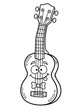 Desenho de Um Ukulele engraçado para Colorir
