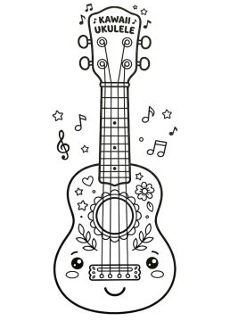 Desenho de Um Ukulele Fofo para Colorir