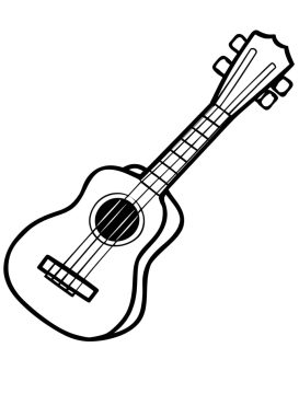 Desenho Simples de Ukulele Imprimível fácil para Colorir