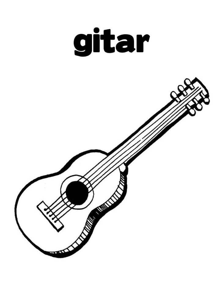 Desenho Guitarra Normal para Colorir 1