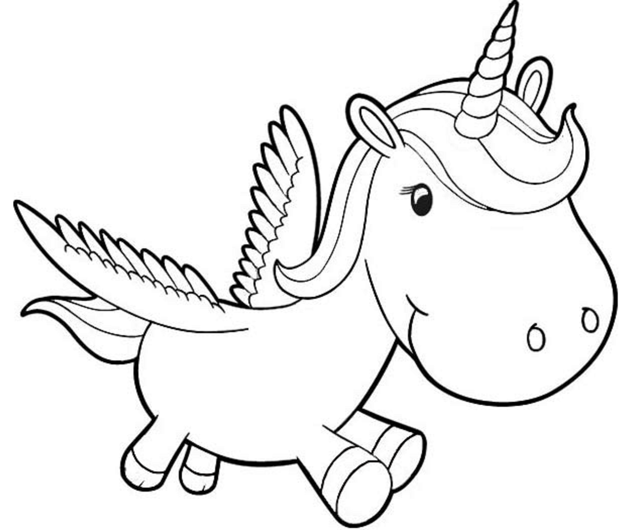 Baixar Desenho Chibi de Unicórnio Alado para Pintar com Giz de Cera