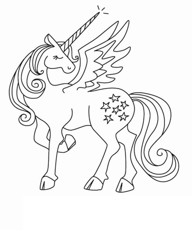 Baixar Desenho de Lindo Unicórnio Alado Fazendo Pose para Colorir