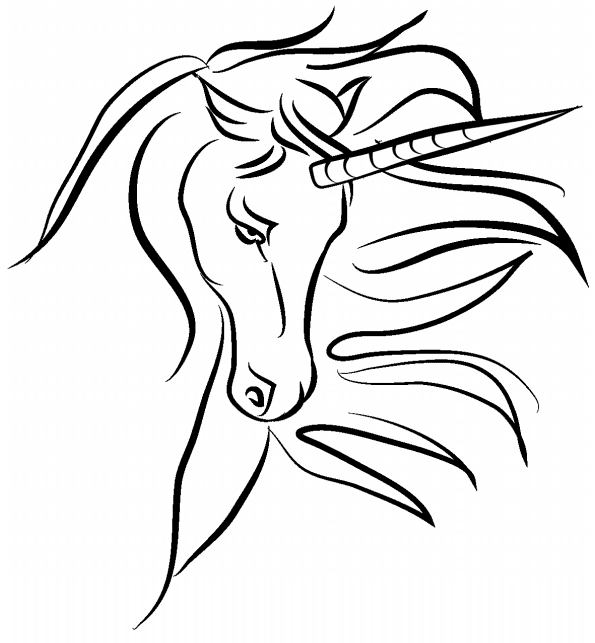 Desenho Básico de Rosto de Unicórnio para Imprimir