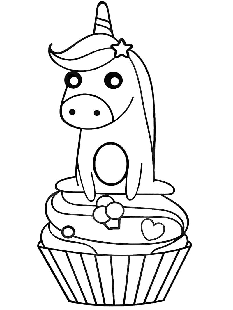 Desenho de Cupcake Unicórnio para Colorir