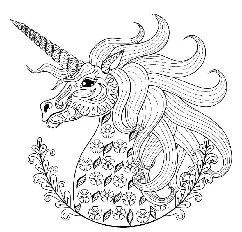 Desenho de Mandala de Unicórnio Canetinha