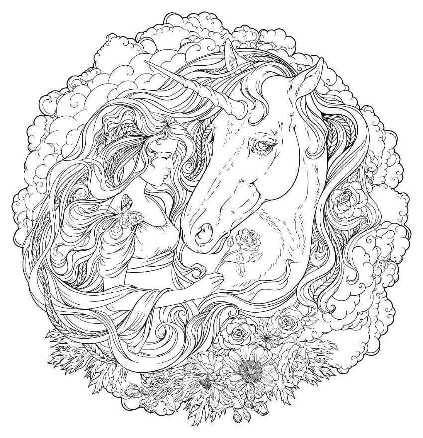 Desenho de Mandala de Unicórnio Giz de Cera