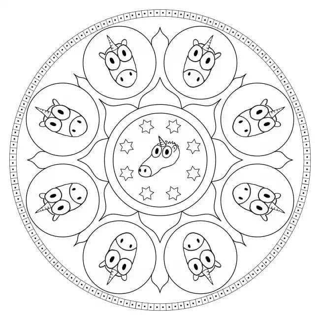 Desenho de Mandala de Unicórnio Pdf