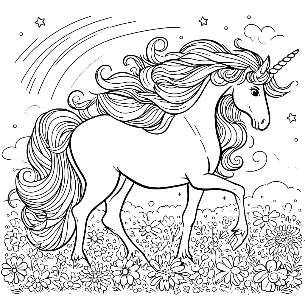 Desenho de um Unicórnio Maravilhoso para Colorir