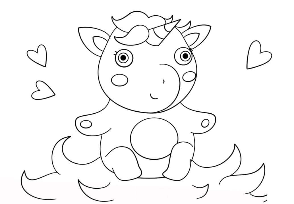 Desenho de Unicórnio Bonito para Colorir