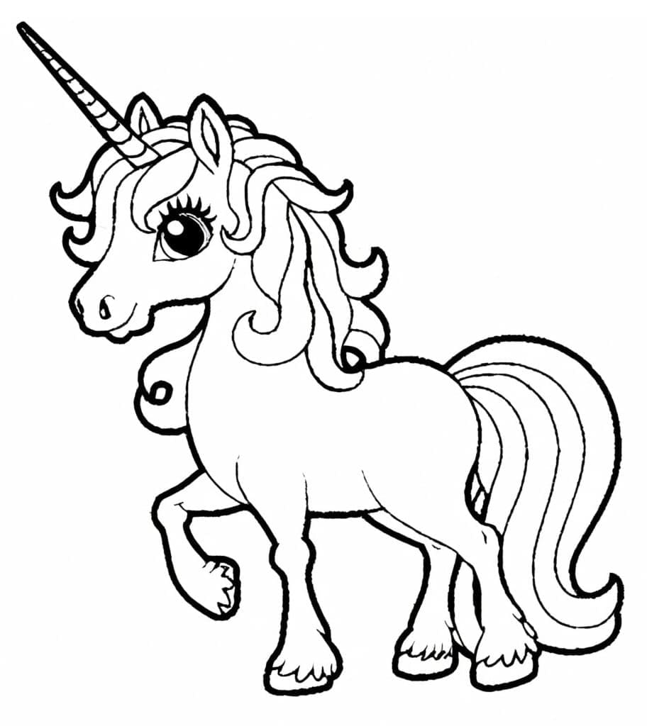 Desenho de Unicórnio Chique para Colorir