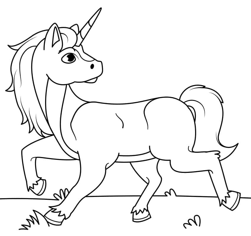 Desenho de Unicórnio com Arco Íris para Colorir