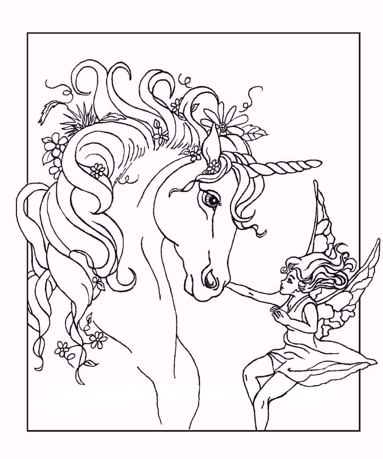 Desenho de Unicórnio com Estrelá para Colorir