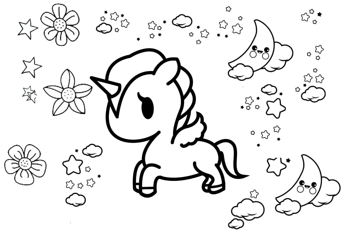 Desenho de Unicórnio Detalhado para Colorir