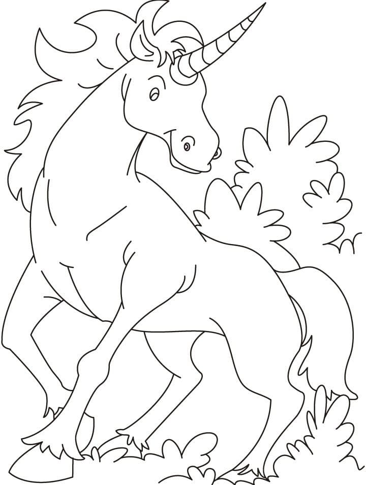 Desenho de Unicórnio em Pé para Colorir