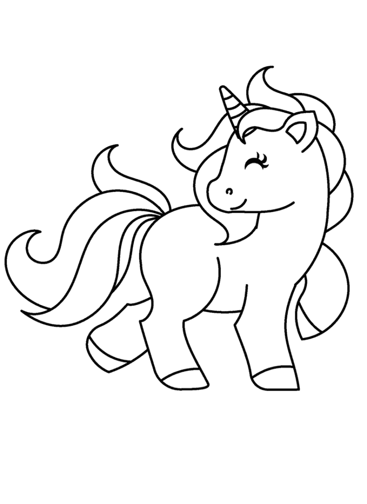 Desenho de Unicórnio Fofinho Fácil de Pintar