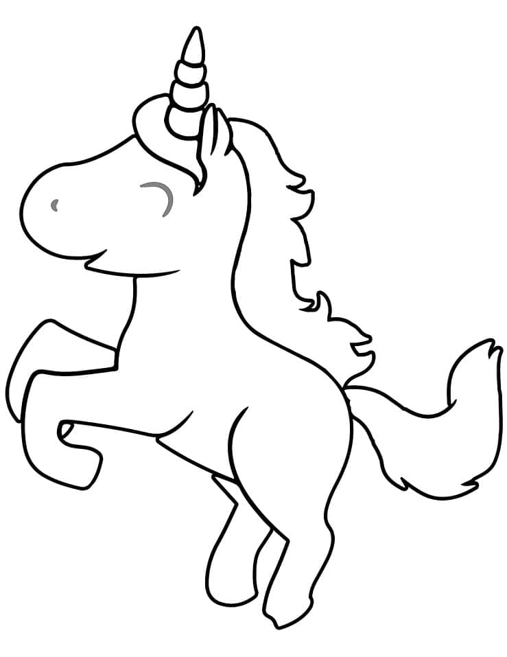 Desenho de Unicórnio Kawaii Muito Feliz para Colorir