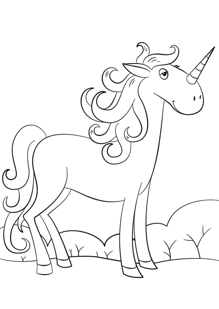 Desenho de Unicórnio Kawaii para Colorir