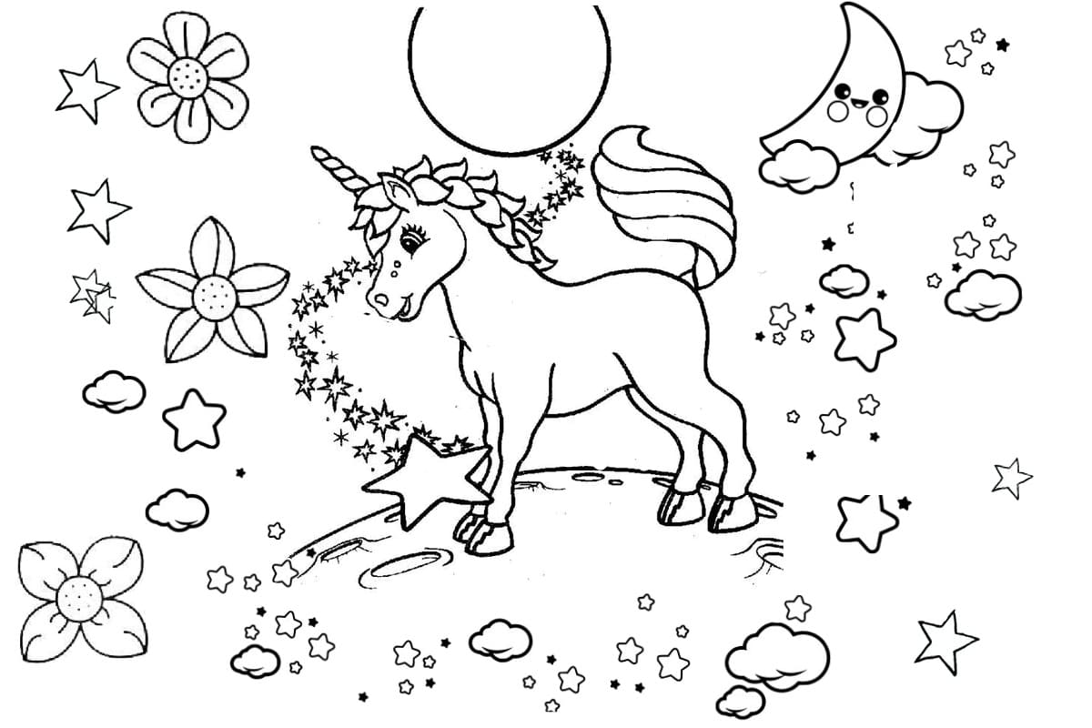 Desenho de Unicórnio Simples para Imprimir