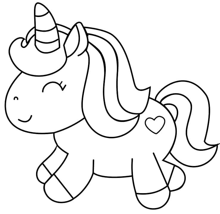 Desenho Kawaii de Unicórnio Pdf para Colorir