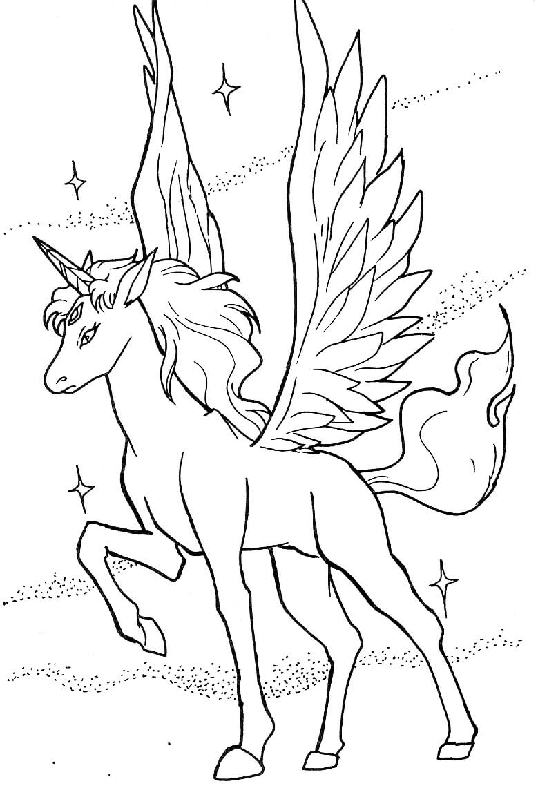 Desenho Lindo Unicórnio Alado para Colorir 3