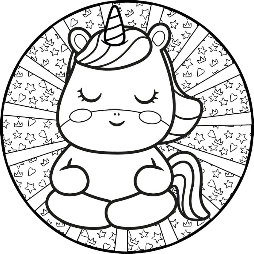 Desenho Pdf de Mandala de Unicórnio para Colorir