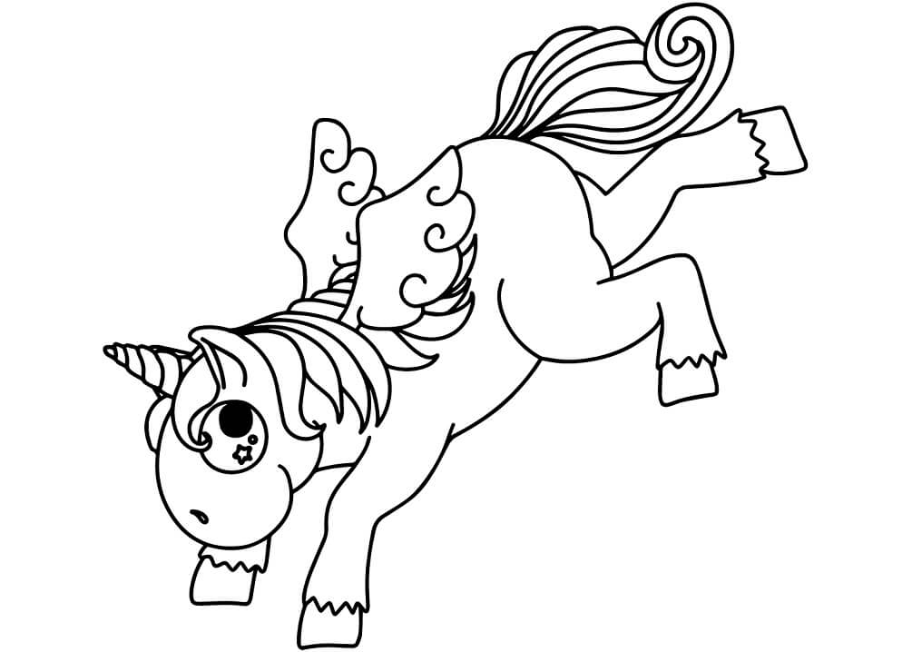 Imagem para Colorir de Unicórnio Brincando