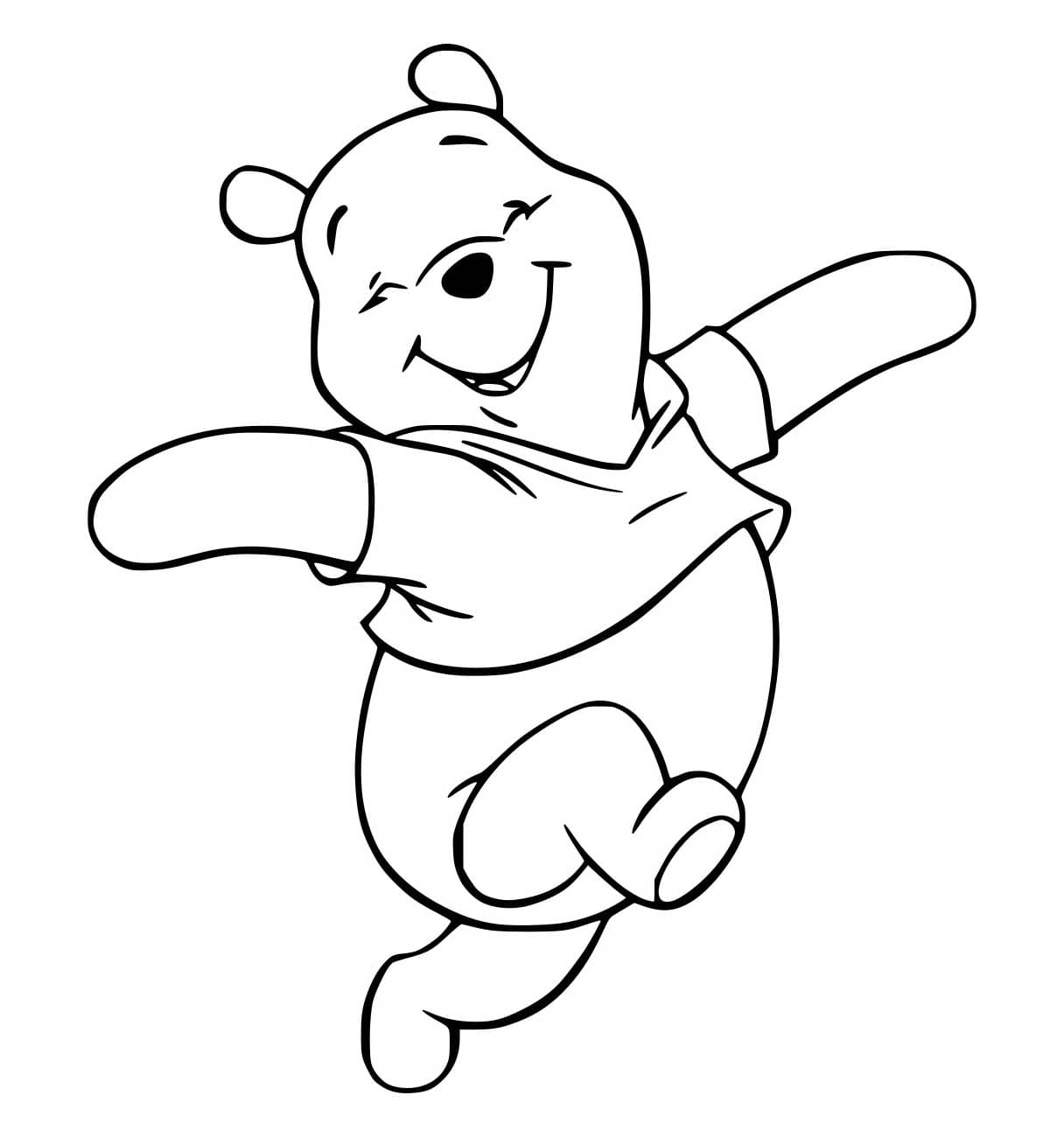 Desenho de Pooh Correndo Alegremente para Colorir