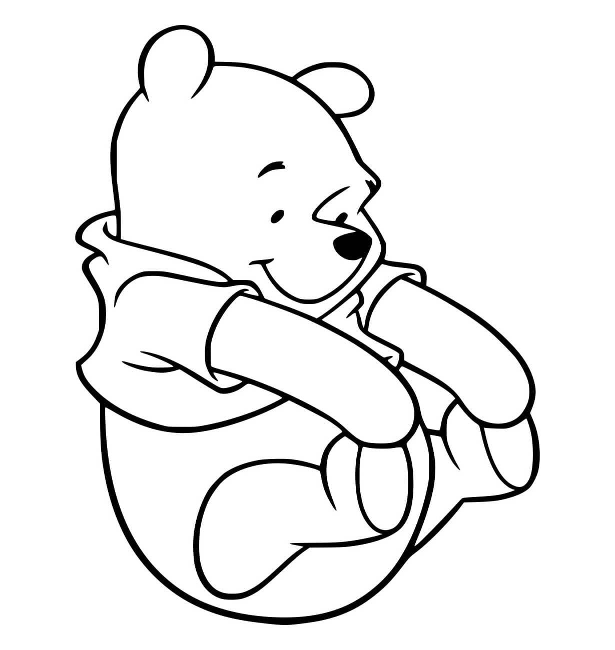 Desenho de Pooh Sê Sentá para Colorir