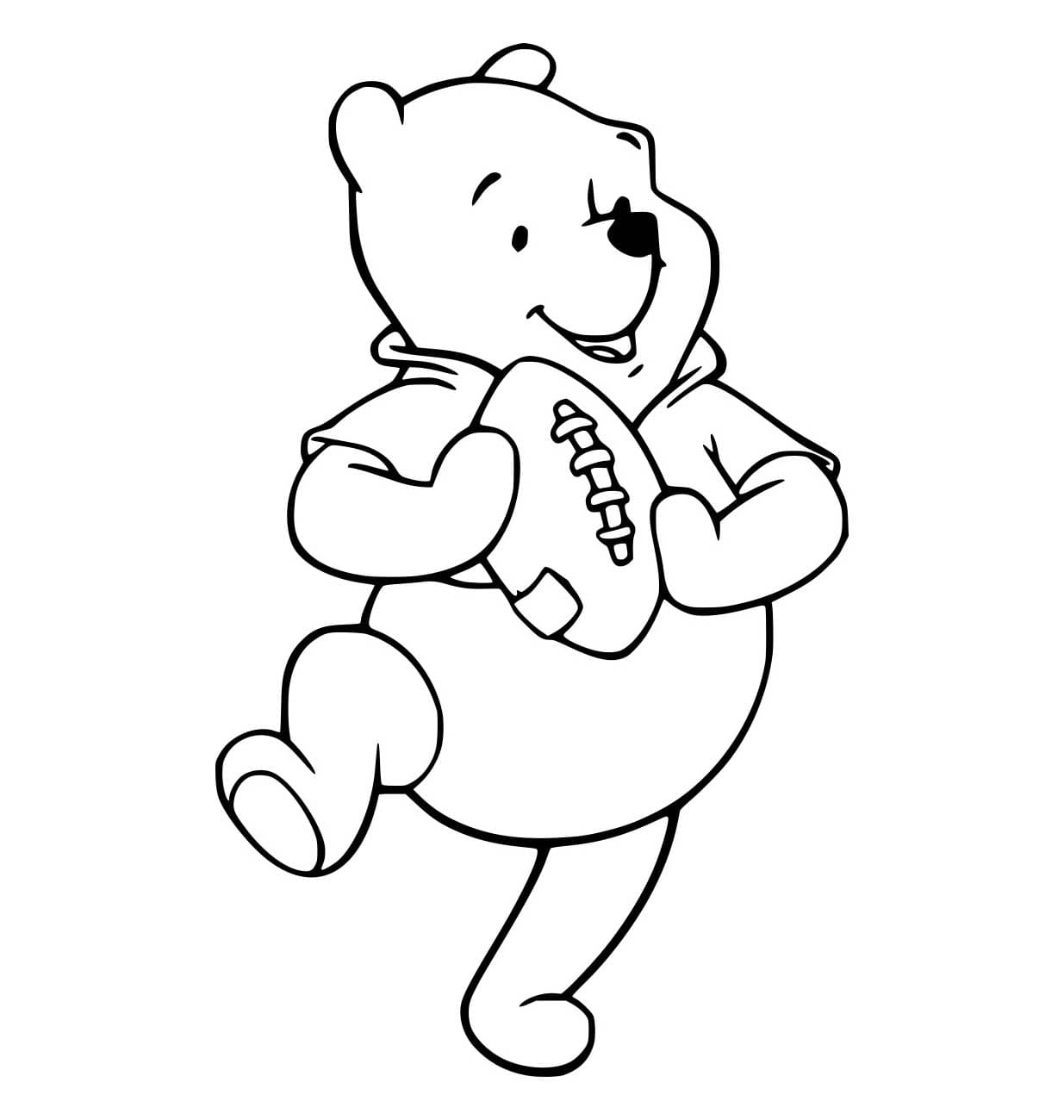 Desenho de Pooh Segurá uma Bola Futebol para Colorir