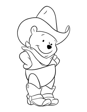 Desenho do Ursinho Pooh com Roupa de Cowboy para Colorir