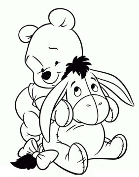 Desenho do Ursinho Pooh e Lo Pequenos para Colorir