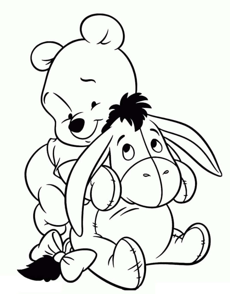 Desenho do Ursinho Pooh e Lo Pequenos para Colorir