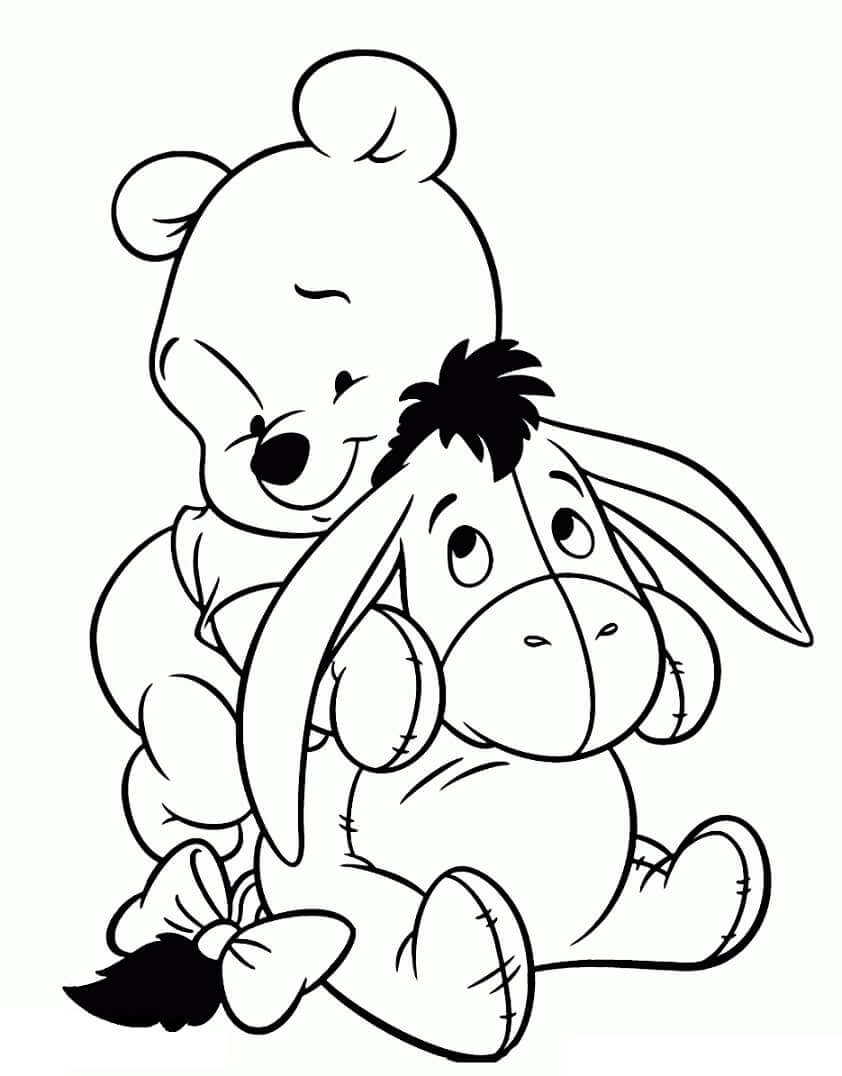 Desenho do Ursinho Pooh e Lo Pequenos para Colorir