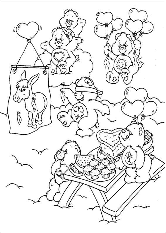 Desenho de Ursinhos Carinhosos Foto para Colorir com Tinta Guache
