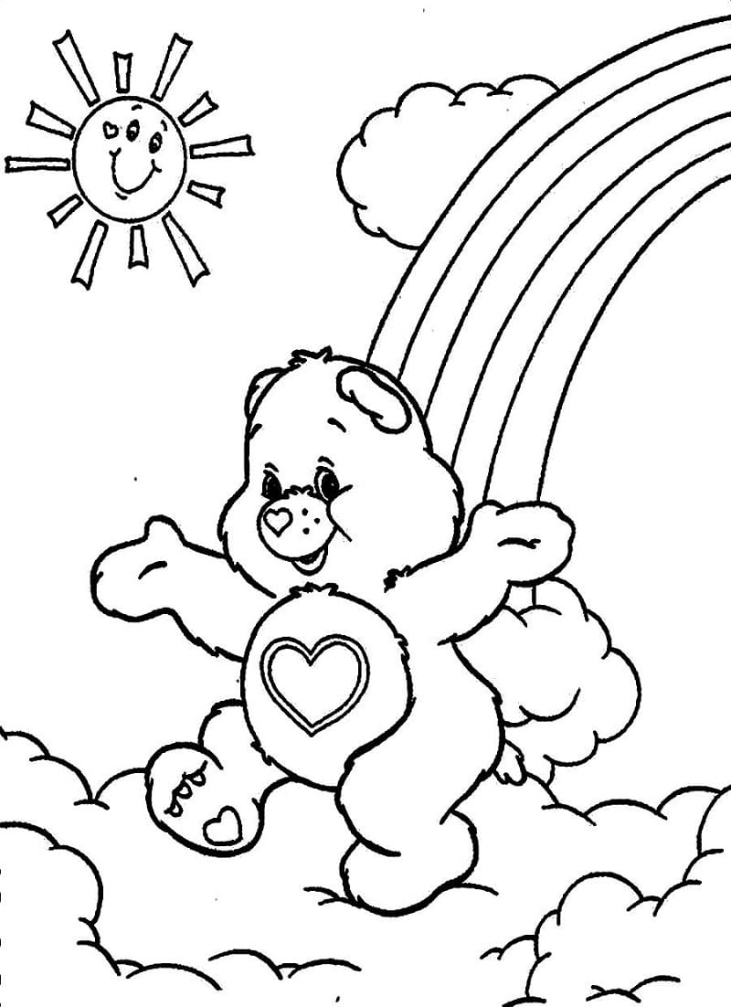 Desenho de Ursinhos Carinhosos Ilustração para Colorir e Baixar Pdf