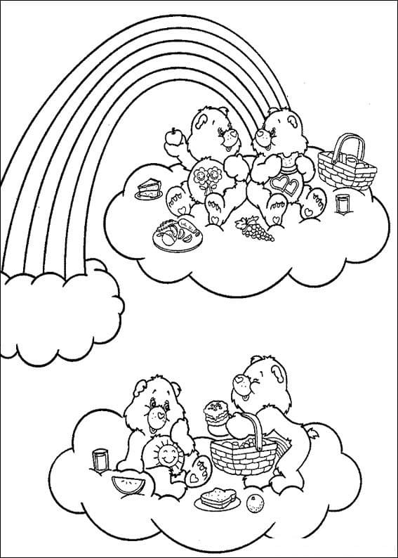 Desenho de Ursinhos Carinhosos Ilustração para Colorir Imprimivel