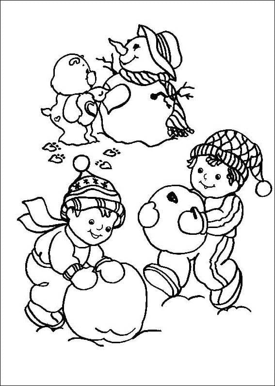 Desenho de Ursinhos Carinhosos Ilustração para Pintar com Giz de Cera